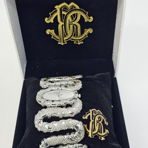 Roberto Cavalli Women 42MM Cleopatra Snake Watch Gray Stainless Steel Band Dial - Picture 3 of 6